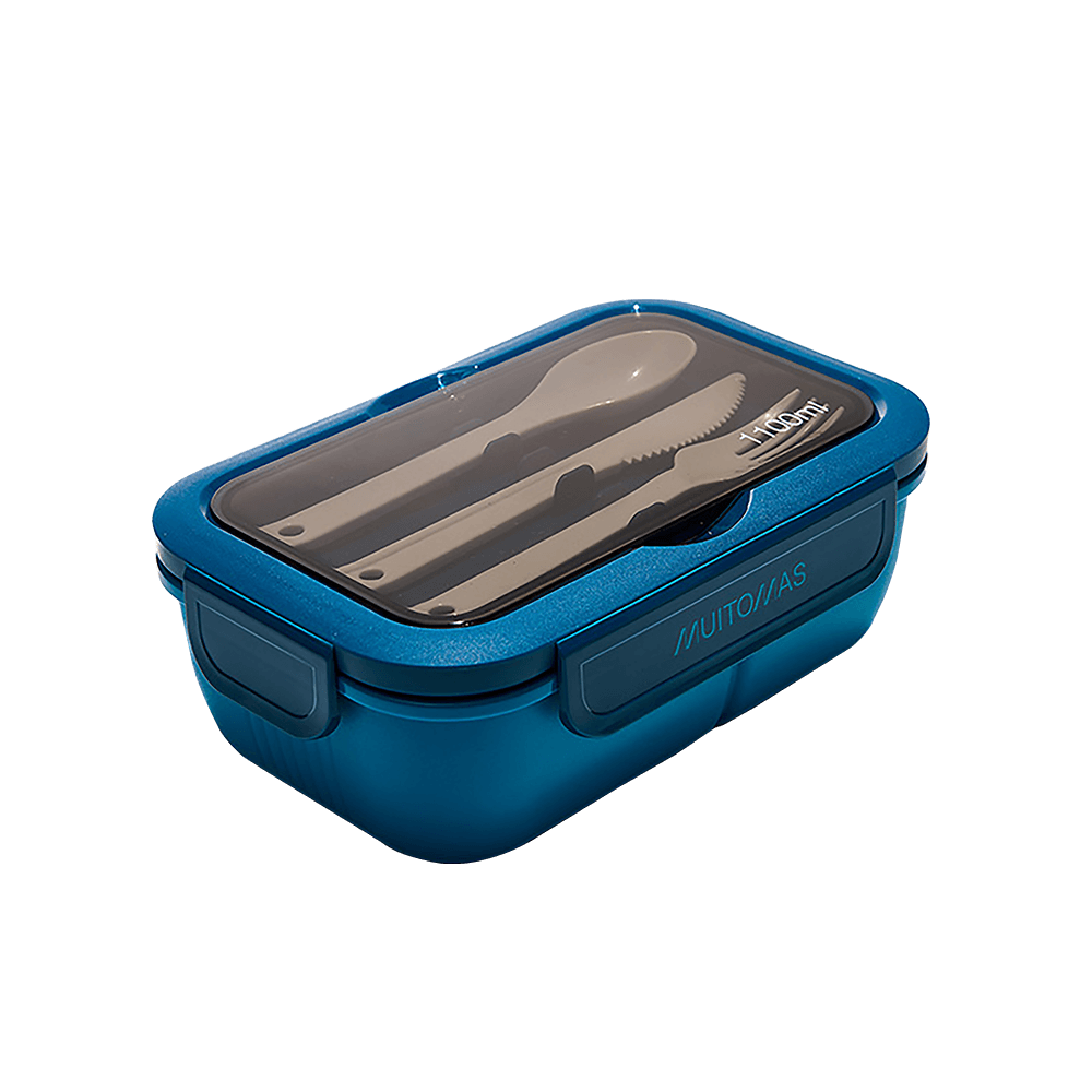 MUITOMAS ΦΑΓΗΤΟΔΟΧΕΙΟ ΜΕ ΜΑΧΑΙΡΟΠΙΡΟΥΝΑ ΠΛΑΣΤΙΚΟ 1100ml 21.5x14.5x8.5cm ΜΠΛΕ