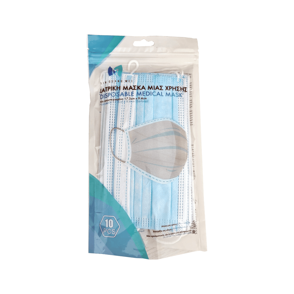 ΜΑΣΚΑ ΧΕΙΡΟΥΡΓΙΚΗ ΜΙΑΣ ΧΡΗΣΗΣ 3-PLY ΜΕ ΛΑΣΤΙΧΟ & ΕΠΙΡΥΝΙΟ 50Τ. (Το προιόν πωλείται σε μεμονωμένα τεμάχια του ενός)