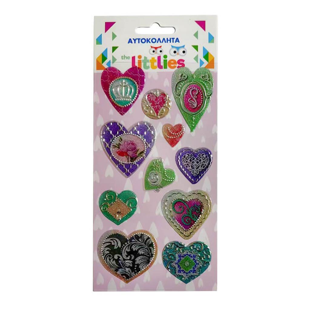ΑΥΤΟΚΟΛΛΗΤΑ 10X22EK. ΠΟΛΥΧΡΩΜΕΣ ΚΑΡΔΙΕΣ THE LITTLIES