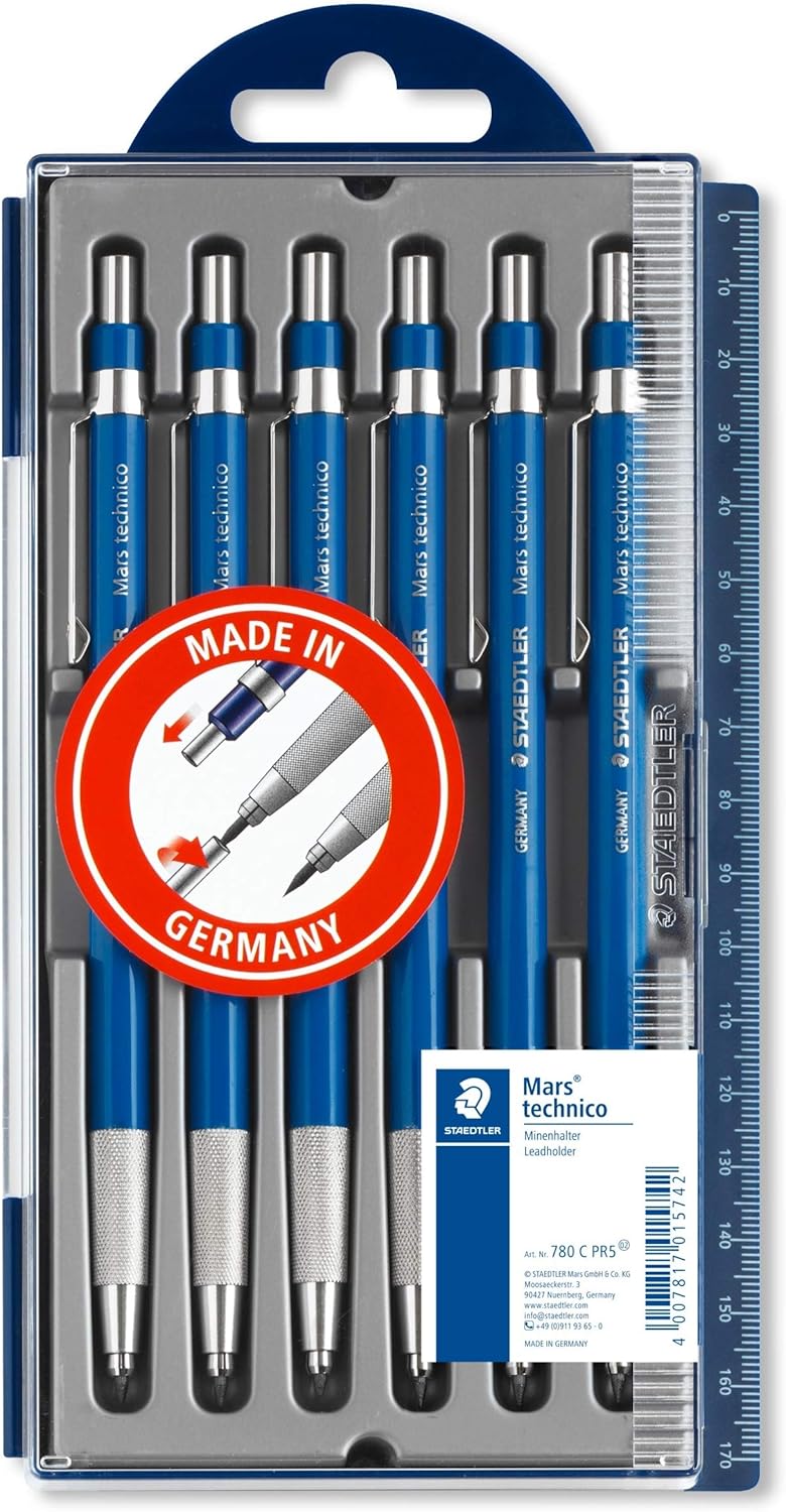 Μολύβι STAEDTLER 780 C PR5 Mars Technico Leadholder με ενσωματωμένη ξύστρα - HB, πλάτος γραμμής 2 mm (Συσκευασία 6 τεμαχίων)
