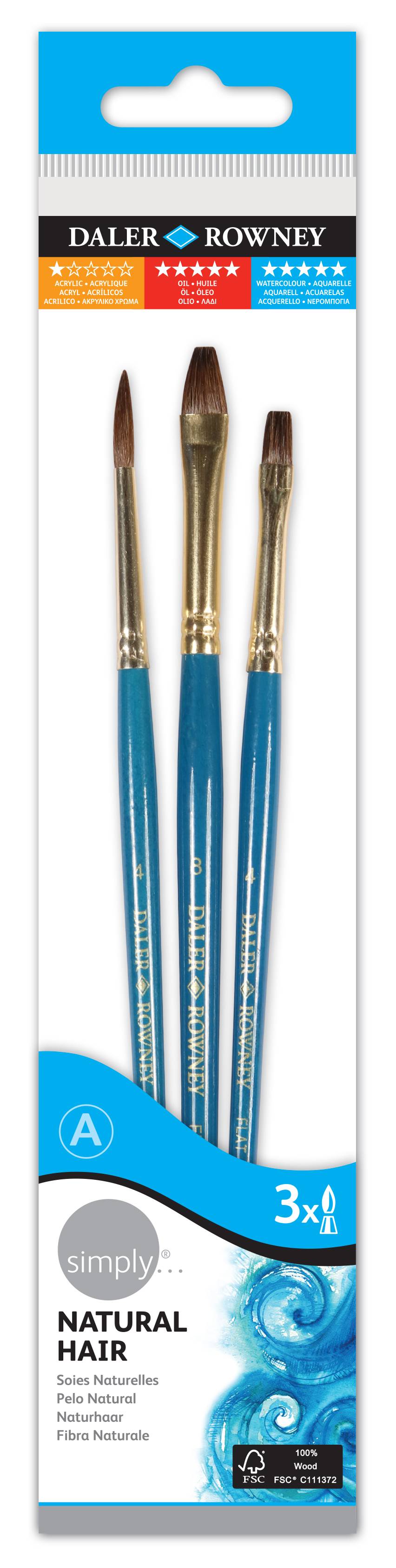 Simply Πινέλα Ακουαρέλας Camel Hair Σετ 3τμχ - Short Handle #2