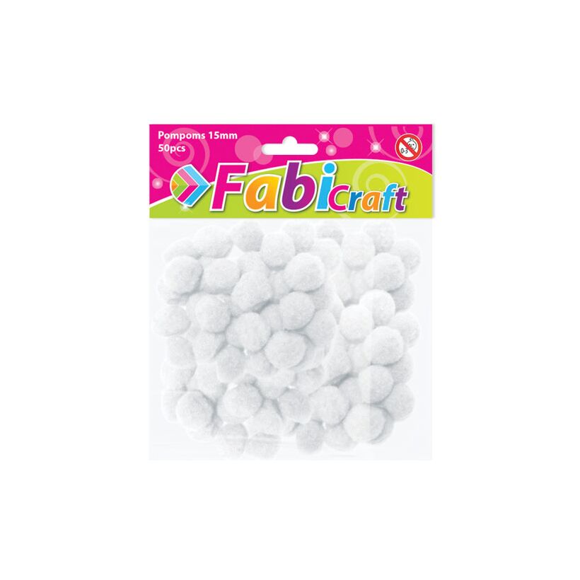 POMPOMS FABI 1.5CM 50 ΤΜΧ. ΑΣΠΡΟ