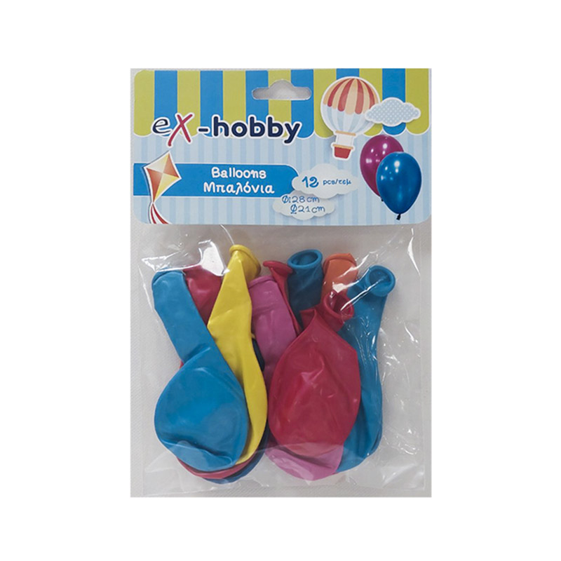 ΜΠΑΛΟΝΙΑ eX-HOBBY 21-28cm ΜΕΤΑΛΙΖΕ ASSORTED 12τεμ 401492
