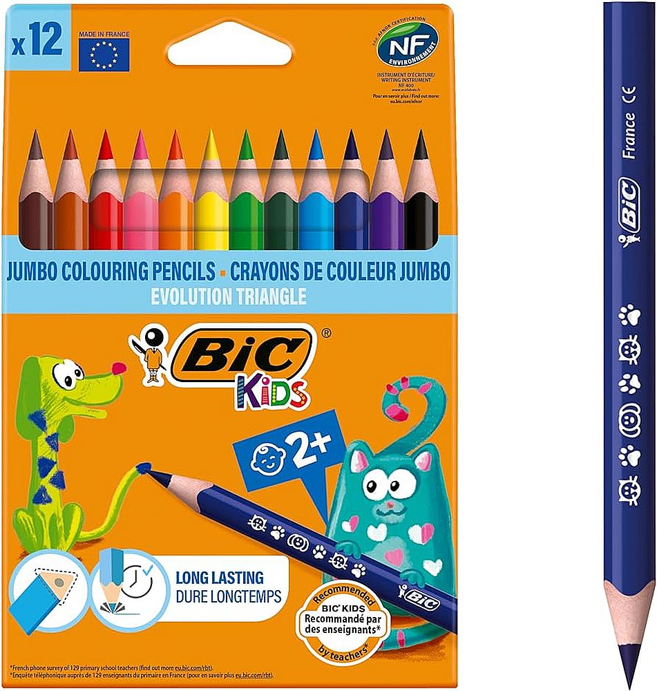 BIC Ξυλομπογιές Χοντρές Kids Evolution Triangle 12 Τεμ.