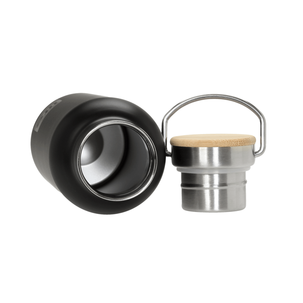BLACK THERMOS 500ML BAMBOO LID