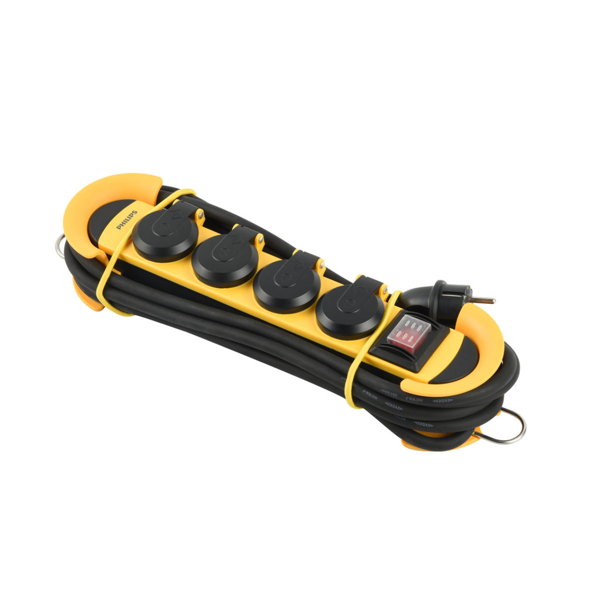 Philips SPN5140YB.GRS Πολύπριζο 4 θέσεων με διακόπτη, προστασία νερού και σκ