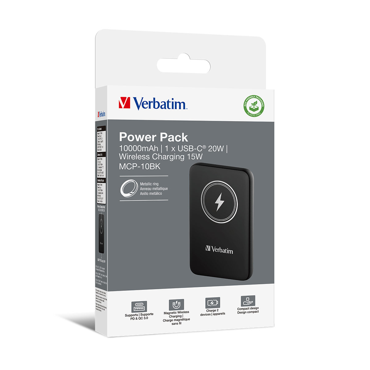 Verbatim Charge 'n' Go Magnetic Wireless Power Bank 10000 Black
