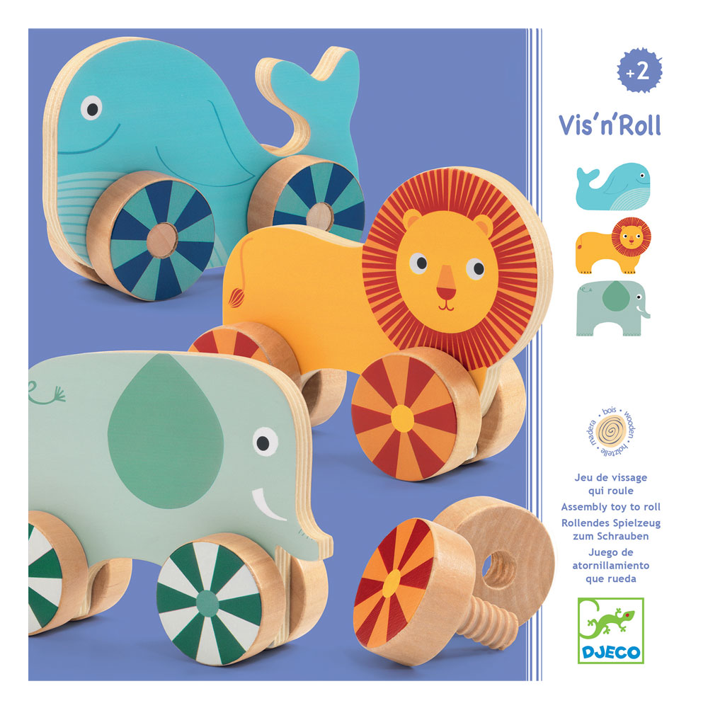 Djeco Ξύλινο εκπαιδευτικό παιχνίδι λεπτής κινητικότητας Βιδώνω ρόδ