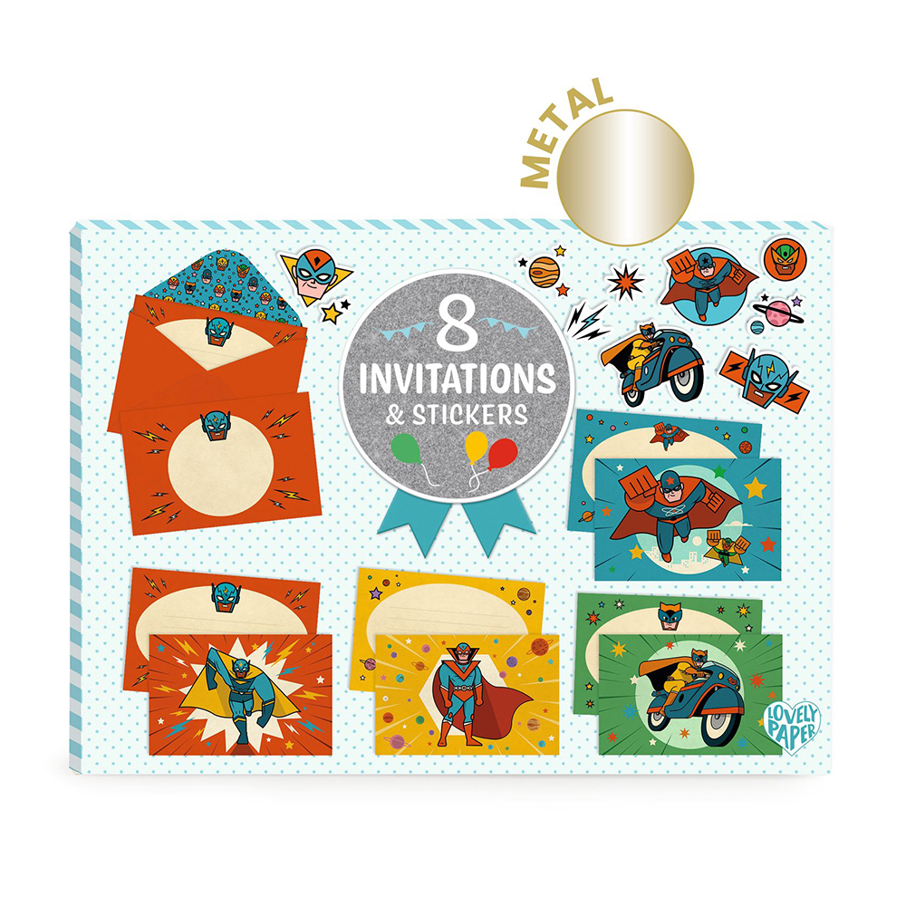 Djeco προσκλητήρια-ευχετήριες κάρτες `Σούπερ ήρωας`