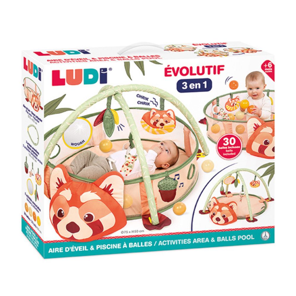 Ludi 3σε1 βρεφικό γυμναστήριο δραστηριοτήτων-μπαλοπισίνα με 30 μπαλά