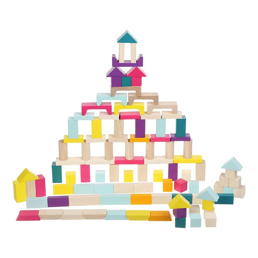 Cubika Ξύλινα τουβλάκια οξιάς `Χρώματα-Σχήματα-Μεγέθη` 100 τεμ.