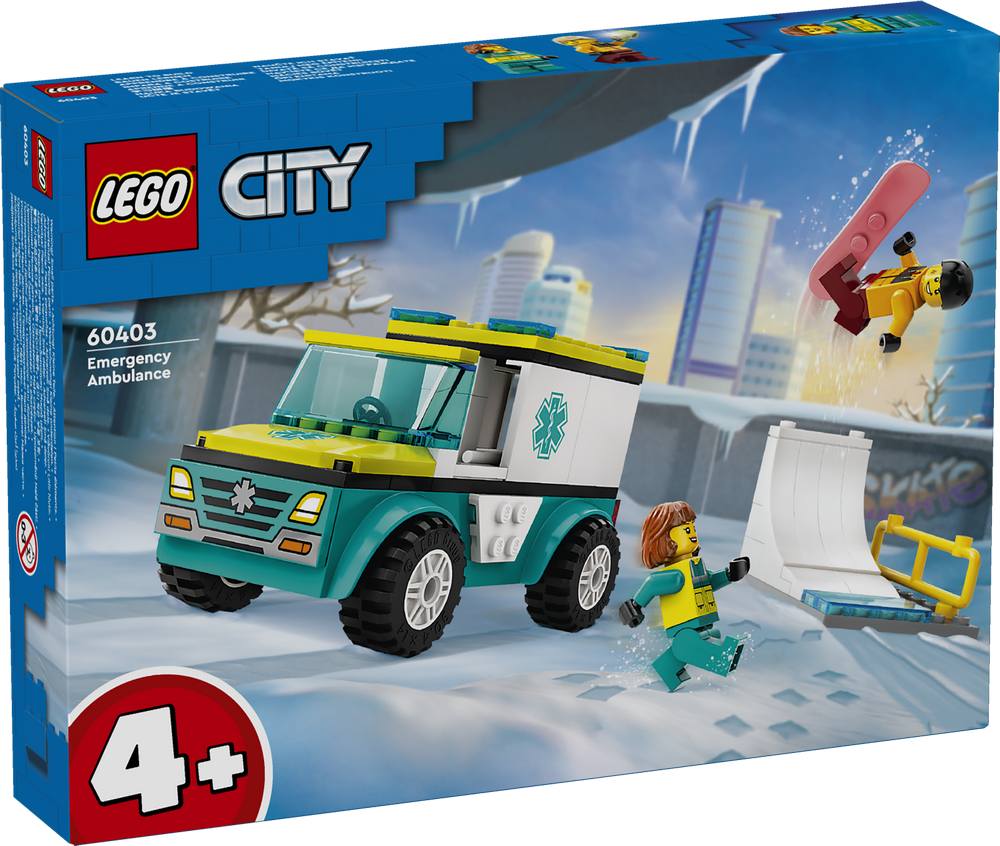 LEGO CITY EMERGENCY AMBULANCE AND SNOWBOARDER LEGO CITY EMERGENCY AMBULANCE AND SNOWBOARDER
