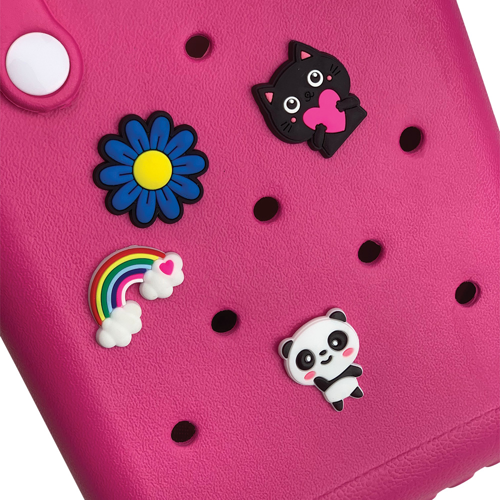 CACTUS CROQBAG με διακοσμητικά pins 16x20 cm - ΦΟΥΞΙΑ