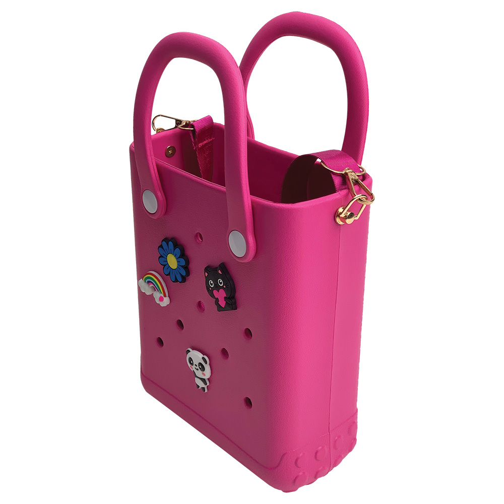 CACTUS CROQBAG με διακοσμητικά pins 16x20 cm - ΦΟΥΞΙΑ