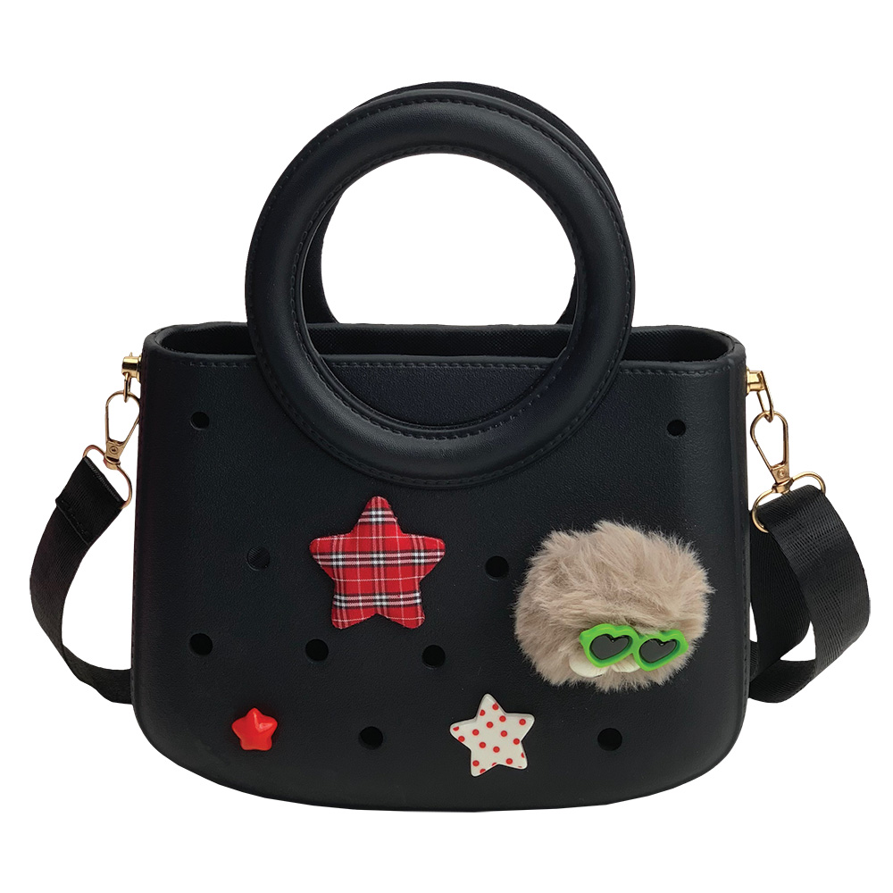 CACTUS CROQBAG με διακοσμητικά pins 22x26 cm - ΜΑΥΡΟ