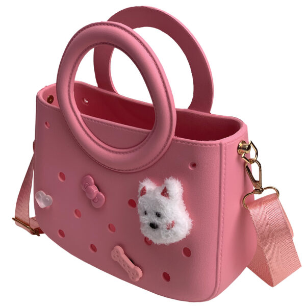 CACTUS CROQBAG με διακοσμητικά pins 22x26 cm - ΡΟΖ