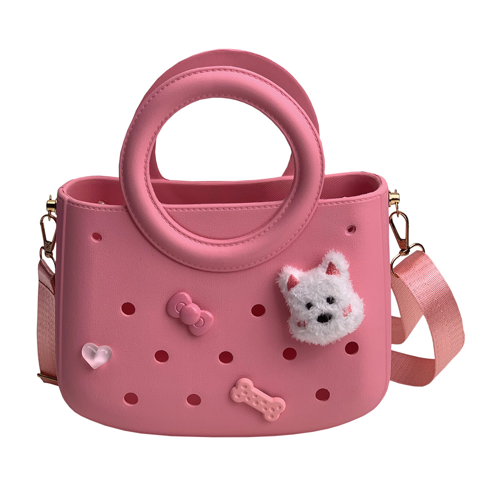 CACTUS CROQBAG με διακοσμητικά pins 22x26 cm - ΡΟΖ